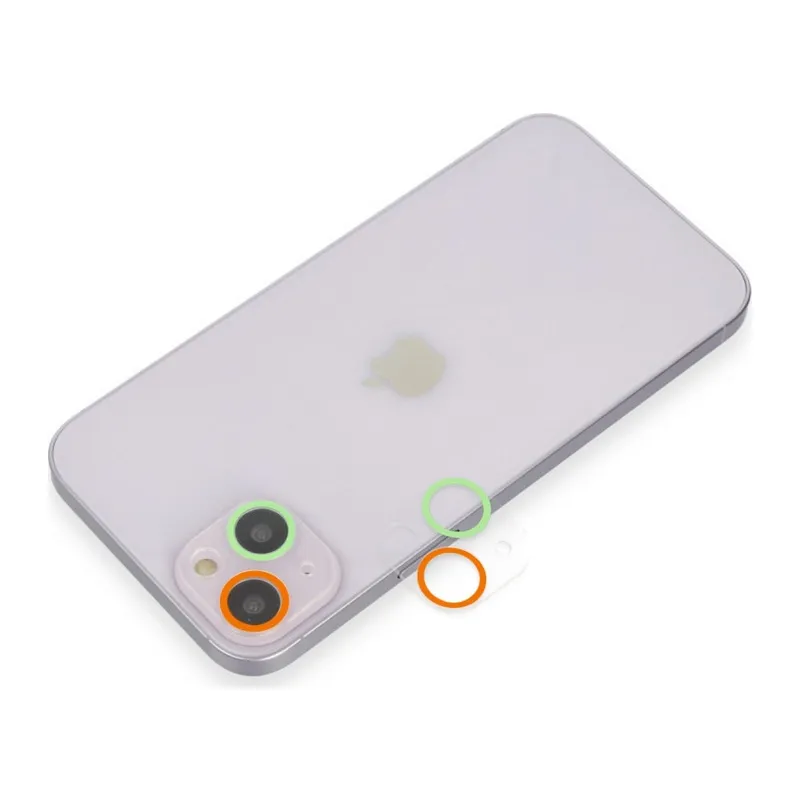 İphone 13 Mini Renkli Kamera Lens Koruma Cam - Turuncu-yeşil