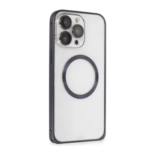 Joko İphone 14 Pro Kılıf Metal Bumper Magneticsafe Kapak - Derin Mor