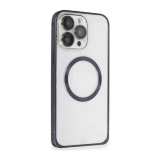 Joko İphone 15 Pro Max Kılıf Metal Bumper Magneticsafe Kapak - Lacivert