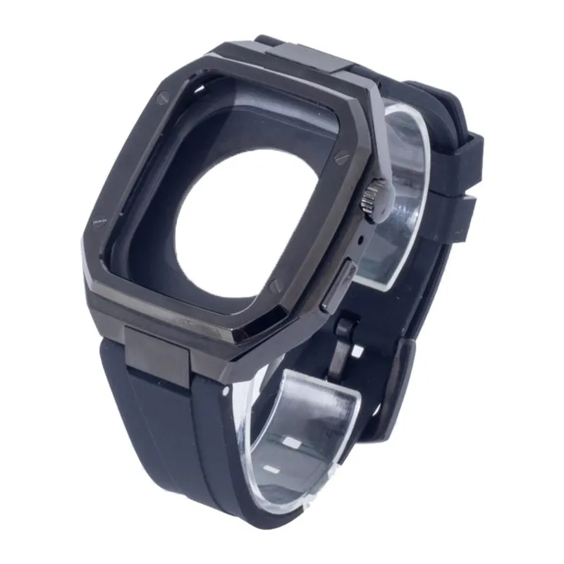 Watch 44mm Kr402 Metal Kasa Silikon Kordon - Siyah