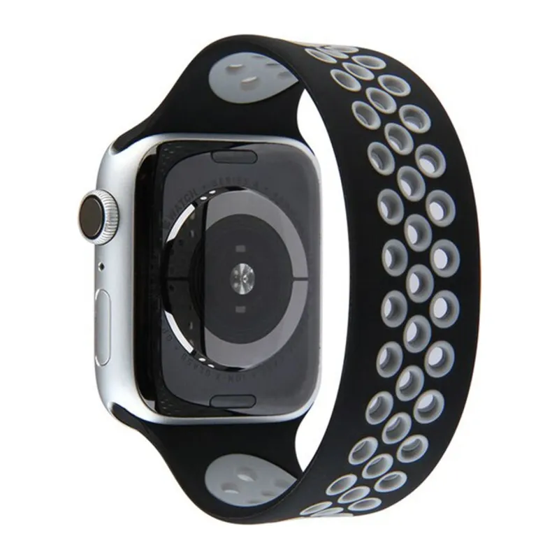 Watch 42mm Ayarlı Delikli Silikon Kordon - Siyah-gri