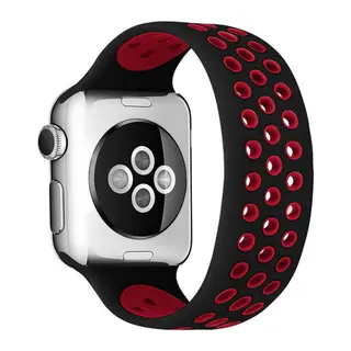Watch 42mm Ayarlı Delikli Silikon Kordon - Siyah-kırmızı