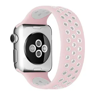 Watch 42mm Ayarlı Delikli Silikon Kordon - Pembe-beyaz