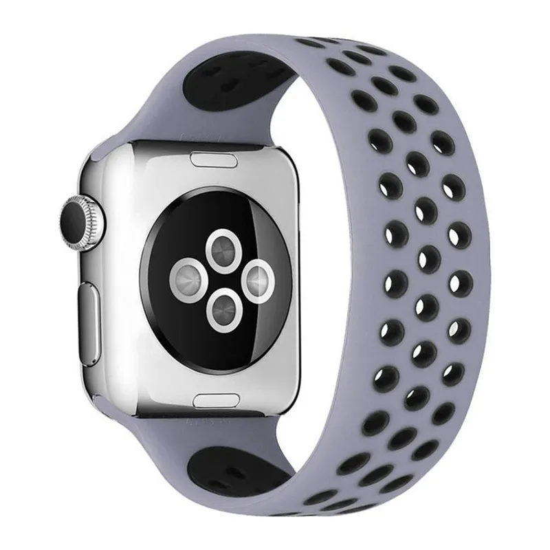 Watch 42mm Ayarlı Delikli Silikon Kordon - Gri-siyah