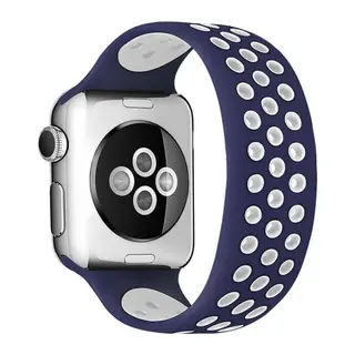 Watch 38mm Ayarlı Delikli Silikon Kordon - Lacivert-beyaz