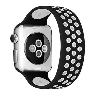 Watch 38mm Ayarlı Delikli Silikon Kordon - Siyah-beyaz