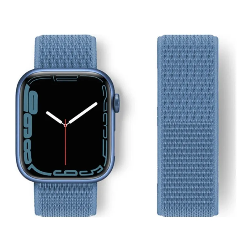 Watch 42mm Hasırlı Cırtcırtlı Kordon - Mavi