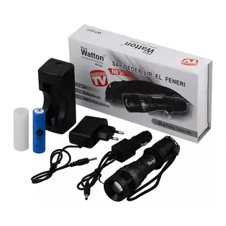 Black Wt-037-şarjlı Zoomlu Acil Durum Feneri