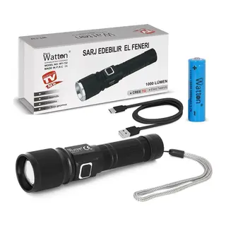 Cree Tg Led 1000 Lümen Göstergeli Fonksiyonel El Feneri Wt-732
