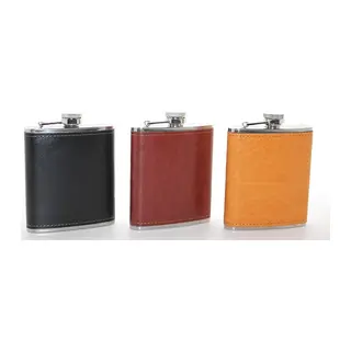 Paslanmaz Çelik Tekli 7 Oz Derili Matara Alk2660