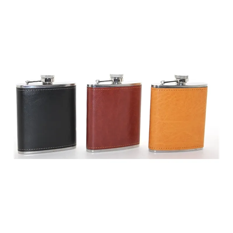Paslanmaz Çelik Tekli 7 Oz Derili Matara Alk2660