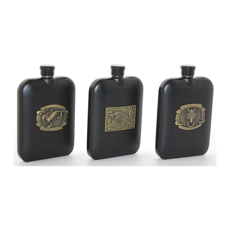 Paslanmaz Çelik Kabartmalı Tekli 6 Oz Matara Alk2666