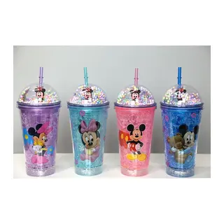 Sevimli Mickey Mouse Işıklı Pipetli Boncuklu Suluk & Bardak 400 Ml Alk3147