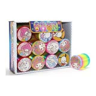 Sanrio Karakterli Magic Spring Stres Yayı - Standlı Gökkuşağı Renkli Oyuncak Seti 12'li Alk3988