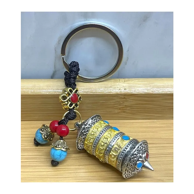 Metal Tibet Dua Çarkı Anahtarlık Alk4462
