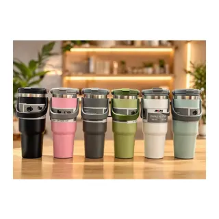 700 Ml Taşıma Kulplu Paslanmaz Çelik Termos Mug - Vakumlu Isı Yalıtımlı Bardak Alk4628