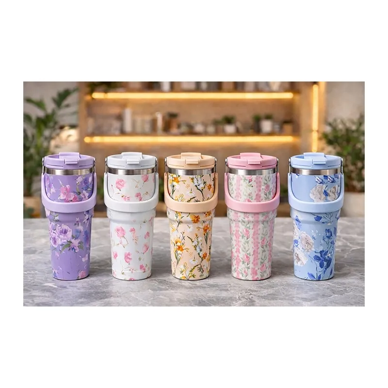 900 Ml Taşıma Kulplu Paslanmaz Çelik Termos Mug - Vakumlu Isı Yalıtımlı Bardak Alk4630