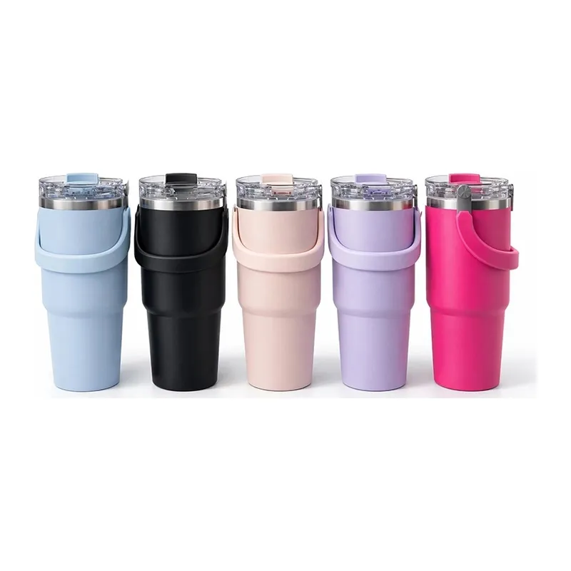 900 Ml Taşıma Kulplu Paslanmaz Çelik Termos Mug - Vakumlu Isı Yalıtımlı Bardak Alk4631