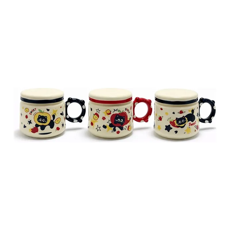 3d Kedi Figürlü Kapaklı Kupa Bardak Alk5035