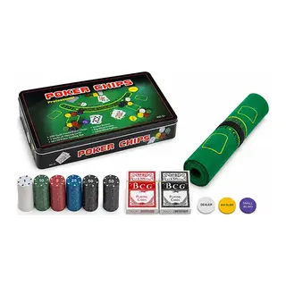 300 Chipli Profesyonel Poker Seti Metal Kutulu 2 Deste İskambil Kağıtlı Alk5355