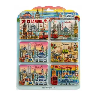 İstanbul Temalı Ahşap Buzdolapı Süsü Magnet 6'lı Set Alk5808
