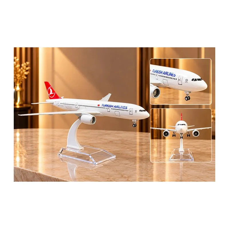 Metal Turkısh Aırlınes Yolcu Uçağı Maketi Standlı Dekoratif Alk6145