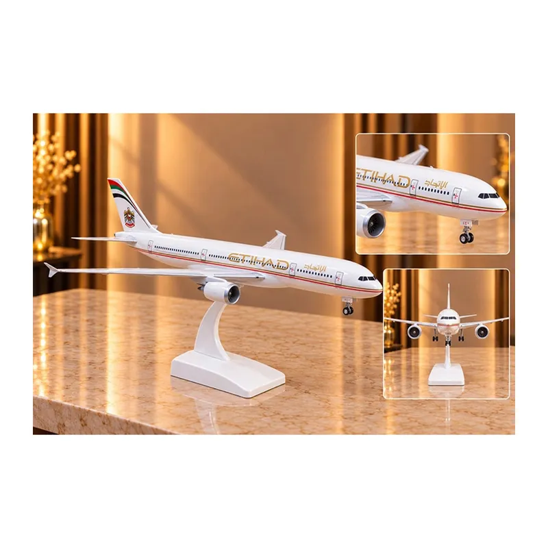 Metal Etihad Airways Yolcu Uçağı Maketi Standlı Dekoratif Alk6148