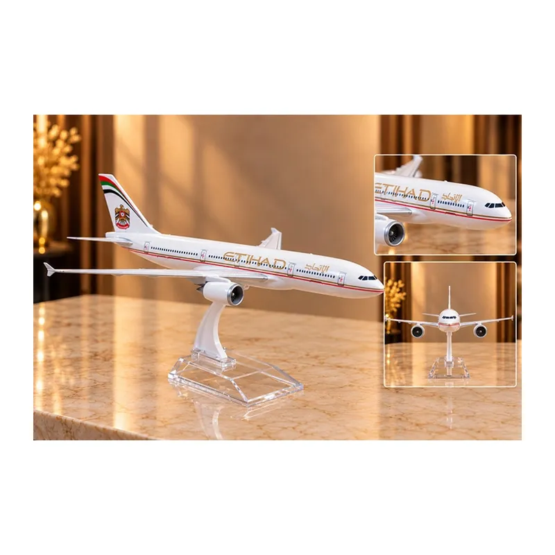 Metal Etihad Airways Yolcu Uçağı Maketi Standlı Dekoratif Alk6149