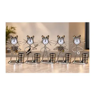 Metal Müzisyen Kedi Saatli Kalemlik Alk6229