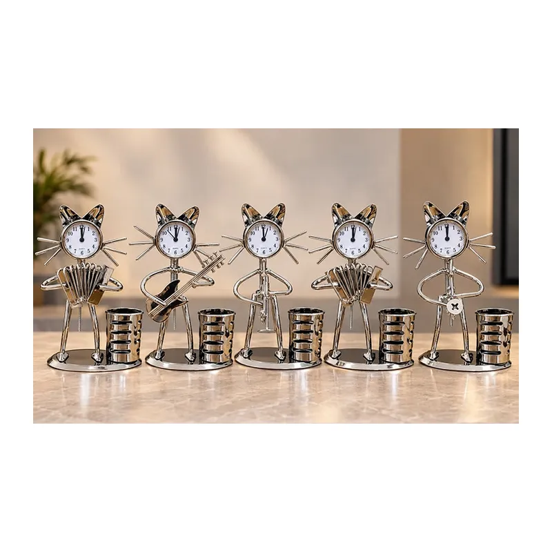 Metal Müzisyen Kedi Saatli Kalemlik Alk6229