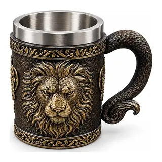 Aslan Figürlü 3 D Kabartmalı Paslanmaz Çelik Kupa Bardak Alk6342