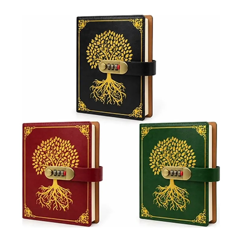Şifreli Hayat Ağacı Desenli Deri Defter Alk6471