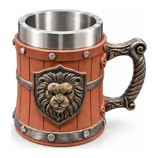 Aslan Temalı 3d Kabartmalı Paslanmaz Çelik Kupa Bardak Alk6542