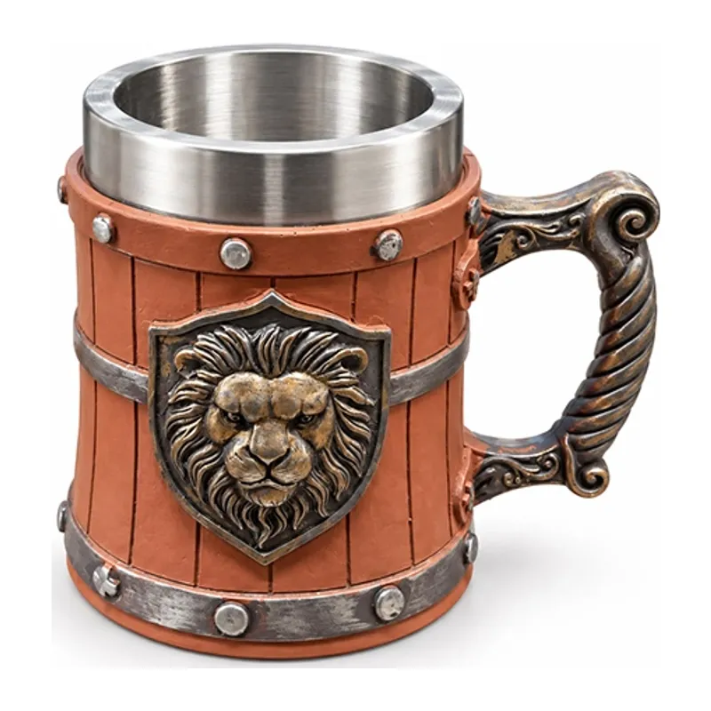 Aslan Temalı 3d Kabartmalı Paslanmaz Çelik Kupa Bardak Alk6542