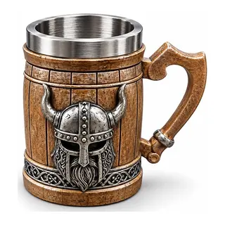 Viking Miğferi Figürlü 3d Kabartmalı Paslanmaz Çelik Kupa Bardak Alk6545