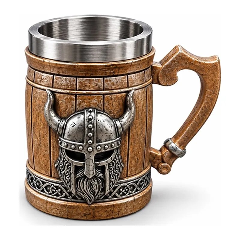 Viking Miğferi Figürlü 3d Kabartmalı Paslanmaz Çelik Kupa Bardak Alk6545