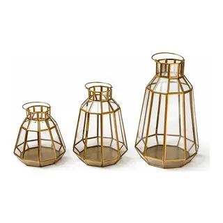 Dekoratif Gold Metal 3'lü Fener Seti