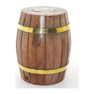 Pirinç Ahşap Fıçı Kumbara 12.5 Cm Wb535