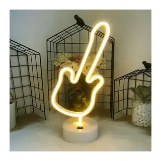 Neon Gitar Masa Lambası Pil+usb