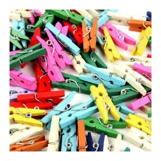 50'li Renkli Ahşap Mandal 3.5cm (12'li Paket-600 Adet)