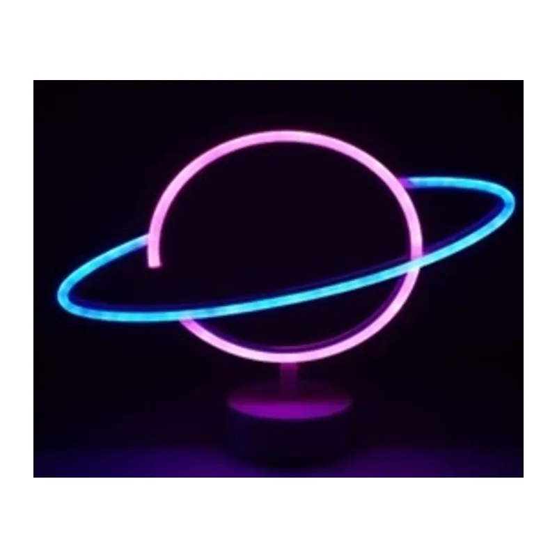 Neon Işıklı Satürn Lamba Pil+usb Mz-n15