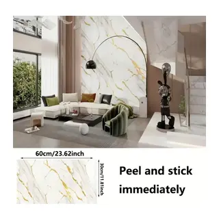 Vinil Beyaz Mermer Desenli Alüminyum Plastik Duvar Sticker