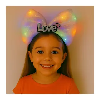Led Işıklı Love Yazılı Pembe Fiyonk Taç – Kız Çocuk Parti Tacı