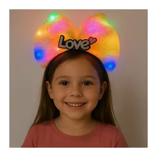 Led Işıklı Love Yazılı Sarı Fiyonk Taç – Kız Çocuk Parti Tacı