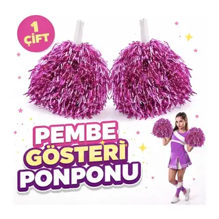 1 Çift (2 Adet) Pembe Renk 23 Nisan 19 Mayıs 29 Ekim Okul Gösteri Ponponları Ekstra Dolgun