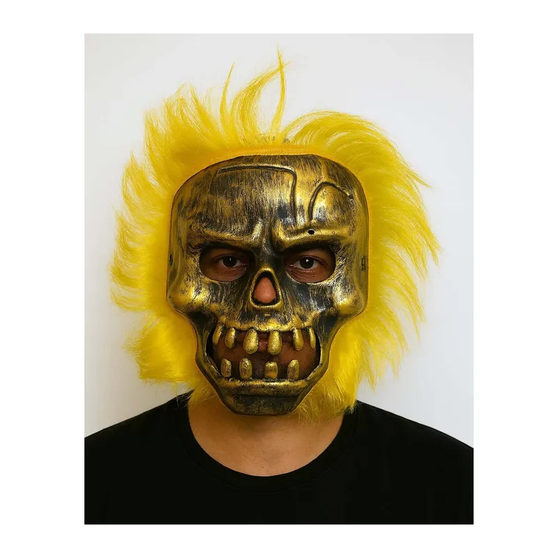 Wild Skull - Bakır Kafatası Sarı Saçlı İskelet Maske