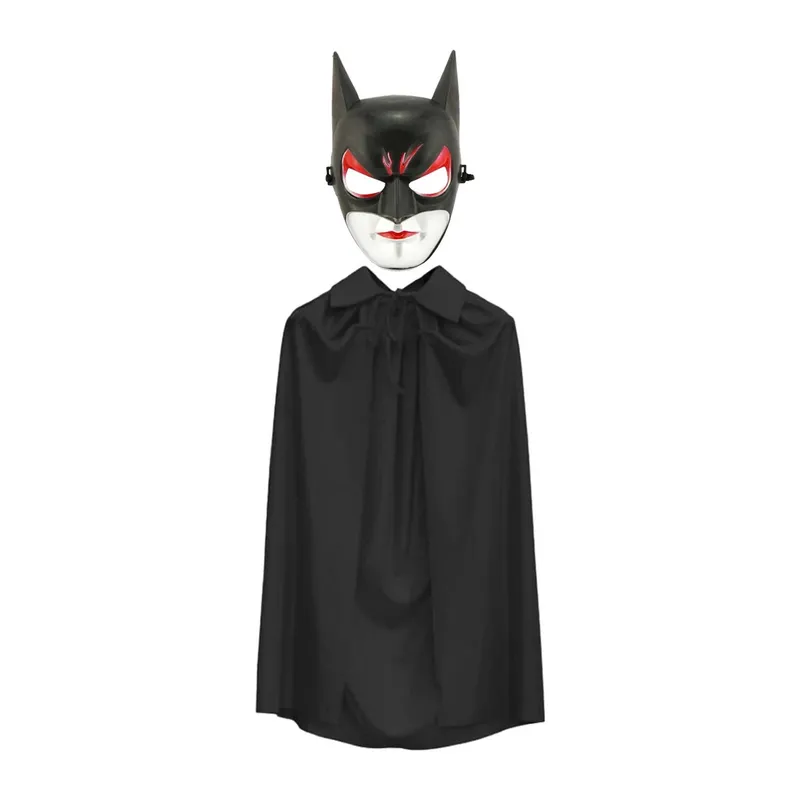 Batman Maskesi Cat Woman Ve Batman Pelerini 90 Cm Siyah Renk Set