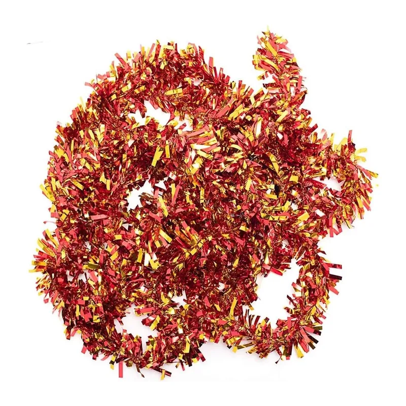 Kırmızı Altın Renk 4 Cm Genişlik Garland Çift Renk Sim Süs 180 Cm