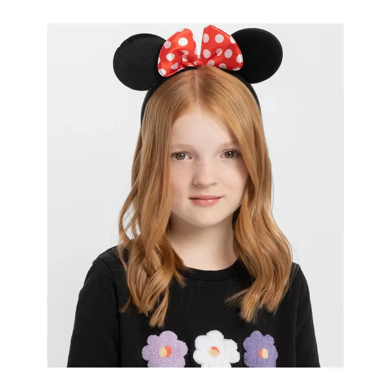 Kırmızı Fiyonklu Minnie Mouse Taç Fare Tacı Kafa Bandı