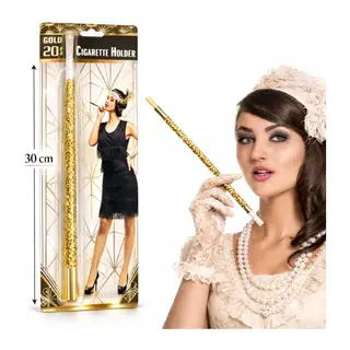 30 Cm Altın Gold Payetli Sigara Tutacağı – 1920’ler Gatsby Parti Aksesuarı